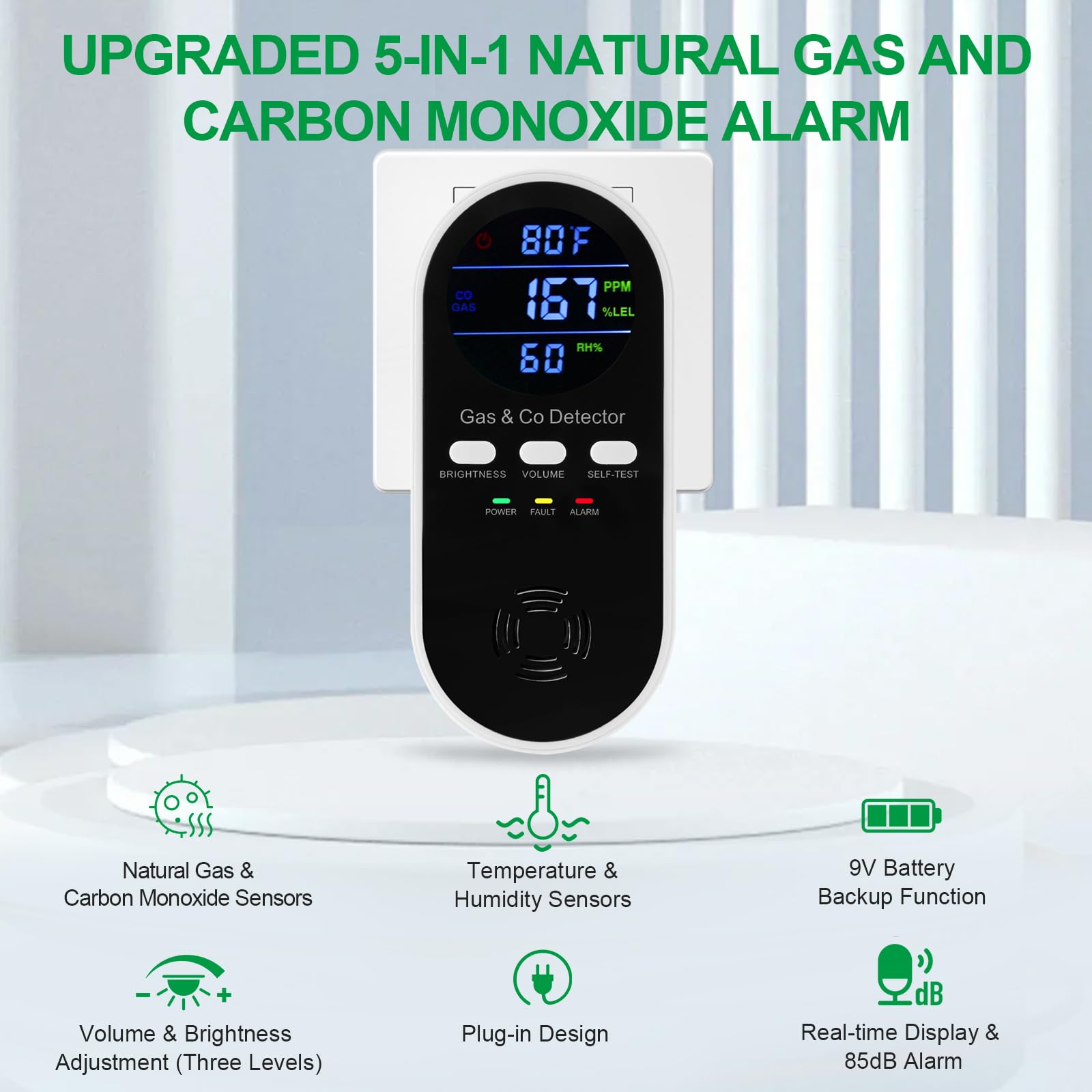 5-in-1 Combination Gas & Carbo - Co Detector Plug ulasan dan harga