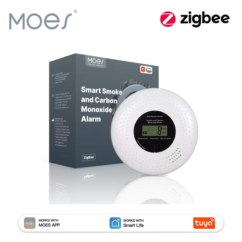 MOES Tuya ZigBee Smoke and Car - Co Detector Plug ulasan dan harga